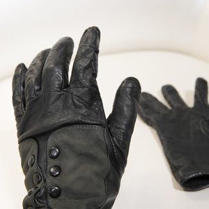 Vintage y2k Alexandra Bartlett Victorian leather and suede gloves in black